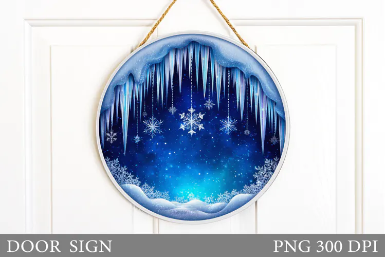 Christmas Door Sign Sublimation. Snowflakes Door Sign Design