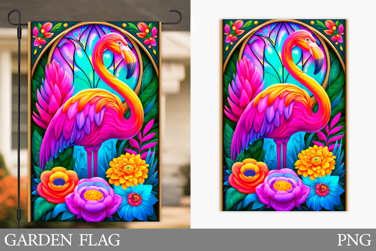 Flamingo Garden Flag Design. Summer Garden Flag Sublimation