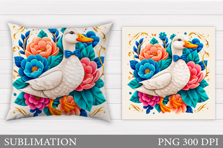 Cute Goose Sublimation. Funny Goose Pillow Design