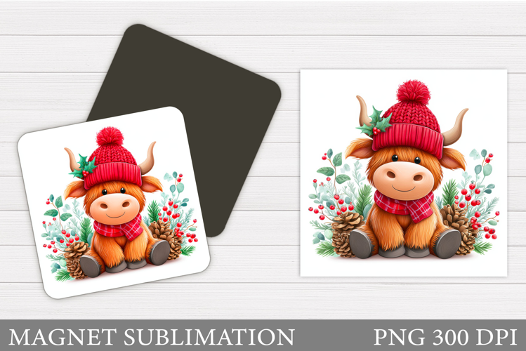 Christmas Cow Magnet. Christmas Magnet Sublimation