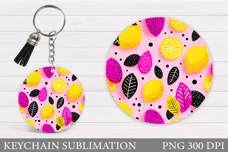 Lemons Keychain Sublimation. Lemons Keychain Design