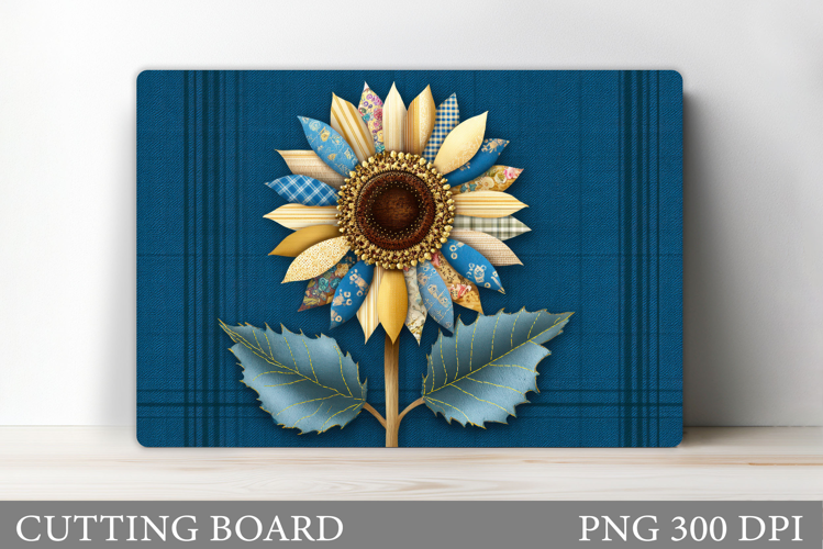 Patchwork Sunflower Cutting Board. Flowers Kitchen Cutting