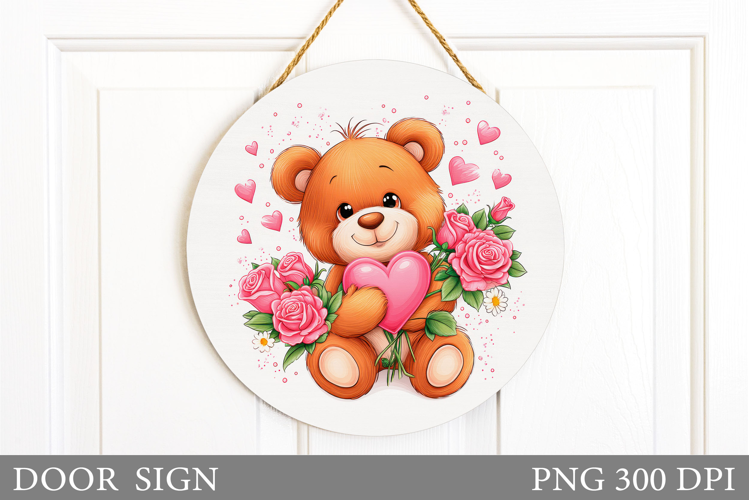 Valentines Bear Door Sign. Valentines Door Sign Sublimation