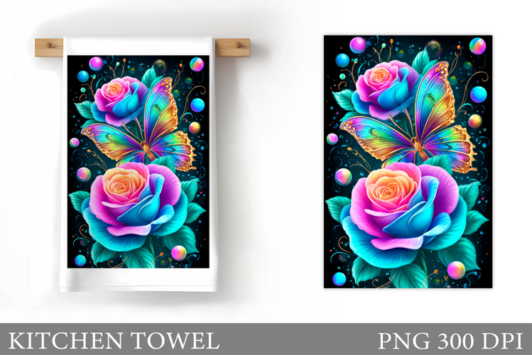 Butterfly Kitchen Towel Design. Butterfly Sublimation example image 1
