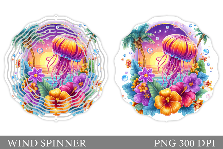 Jellyfish Wind Spinner Sublimation. Sea Wind Spinner Design