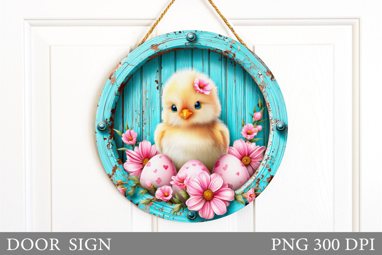 Easter Chick Door Sign Design. Easter Door Sign Sublimation