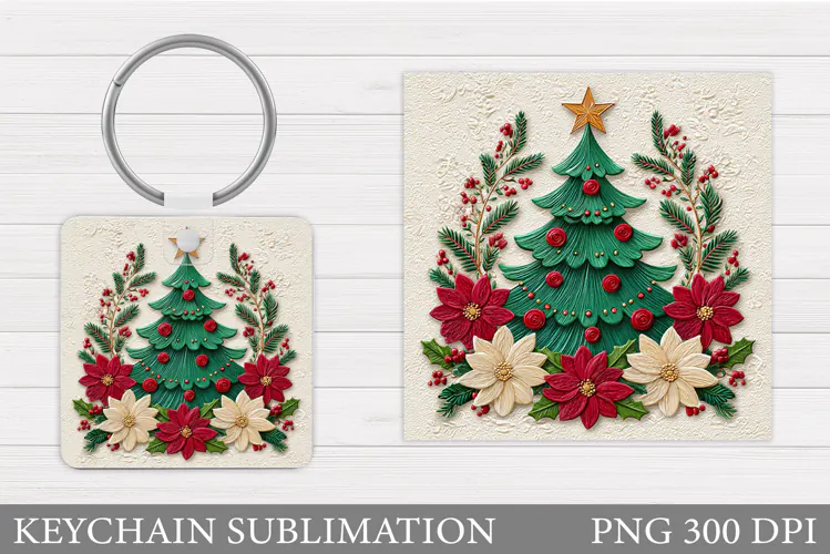 Christmas Tree Keychain. Christmas Keychain Sublimation