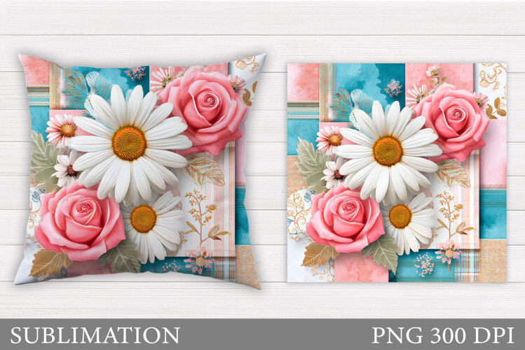 Flowers Pillow Design. Floral Pillow Sublimation example image 1