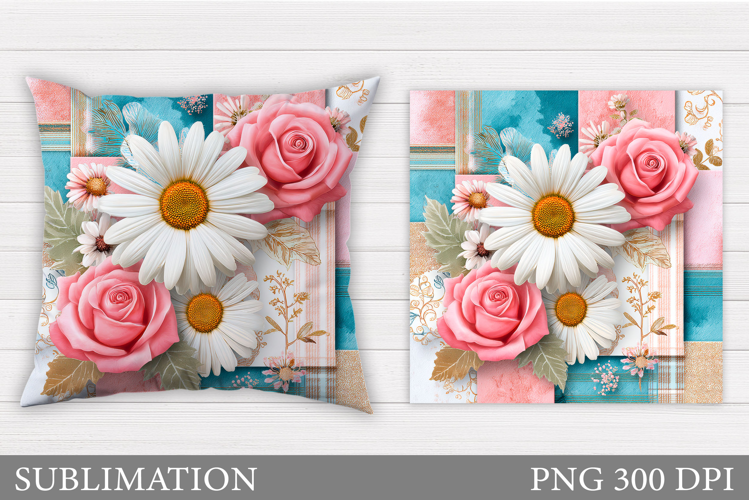 Flowers Pillow Design. Floral Pillow Sublimation