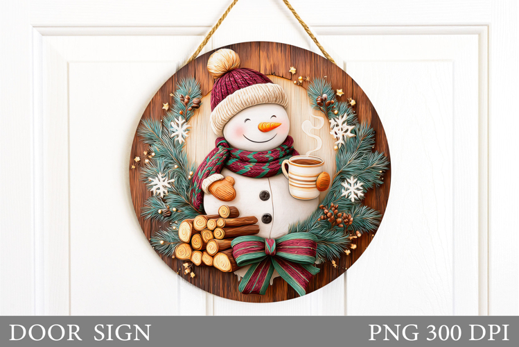 Cute Snowman Door Sign. Christmas Door Sign Sublimation