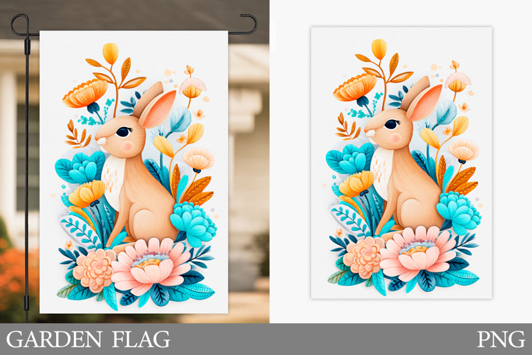 Summer Bunny Garden Flag. Spring Garden Flag Sublimation