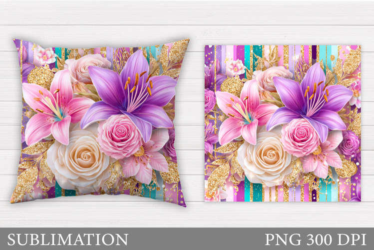 Flowers Pillow Design. Floral Pillow Sublimation