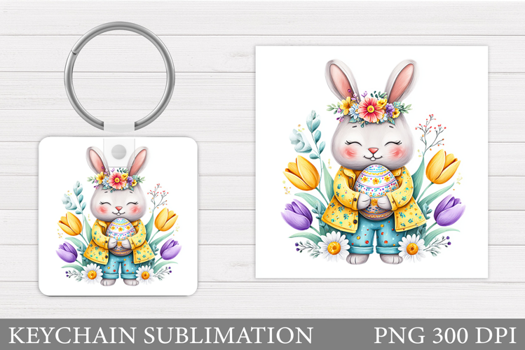 Easter Bunny Keychain Design. Easter Keychain Sublimation