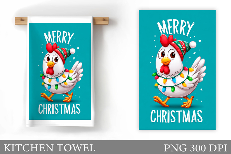 Christmas Chicken Kitchen Towel. Christmas Kitchen Towel