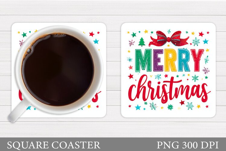 Merry Christmas Coaster. Christmas Coaster Design example image 1