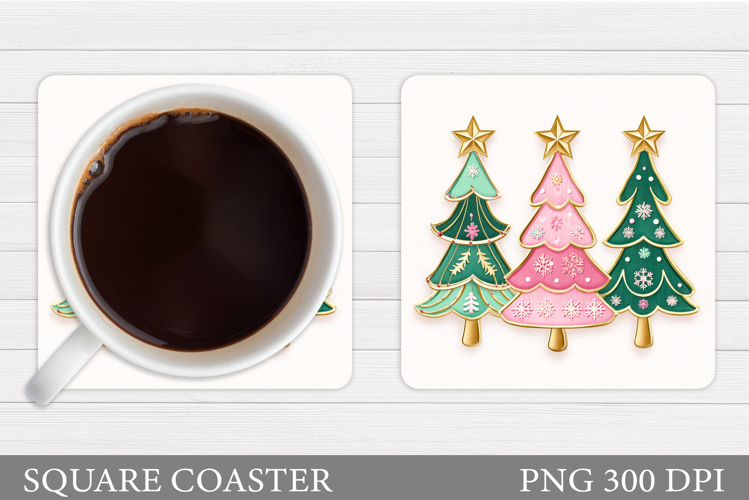 Christmas Tree Coaster Sublimation. Christmas Coaster Design
