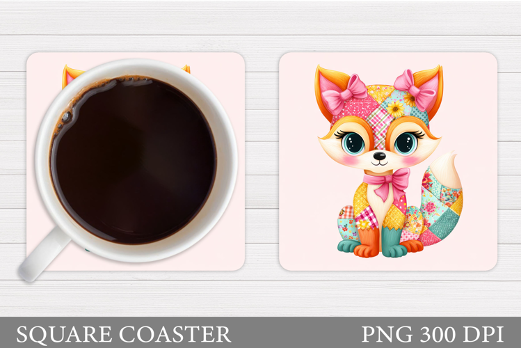 Cute Fox Coaster Design. Cute Fox Sublimation