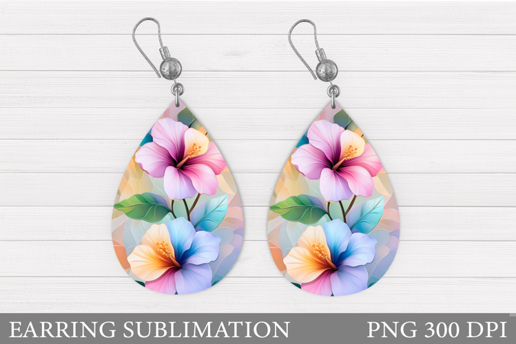 Flowers Earring Sublimation. Flowers Teardrop Earring