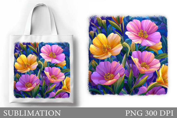 Flowers Tote Bag Sublimation. Flowers Sublimation