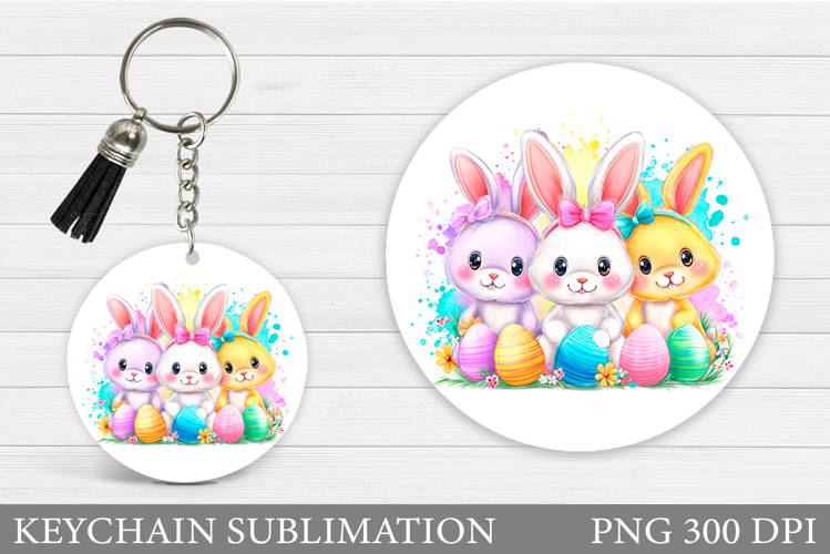 Easter Bunny Keychain Design. Easter Keychain Sublimation