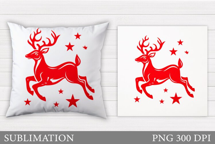 Christmas Deer Pillow Design. Christmas Pillow Sublimation example image 1