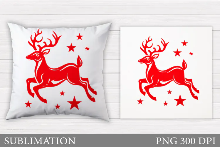 Christmas Deer Pillow Design. Christmas Pillow Sublimation