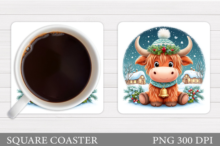 Christmas Cow Coaster. Christmas Cow Coaster Sublimation