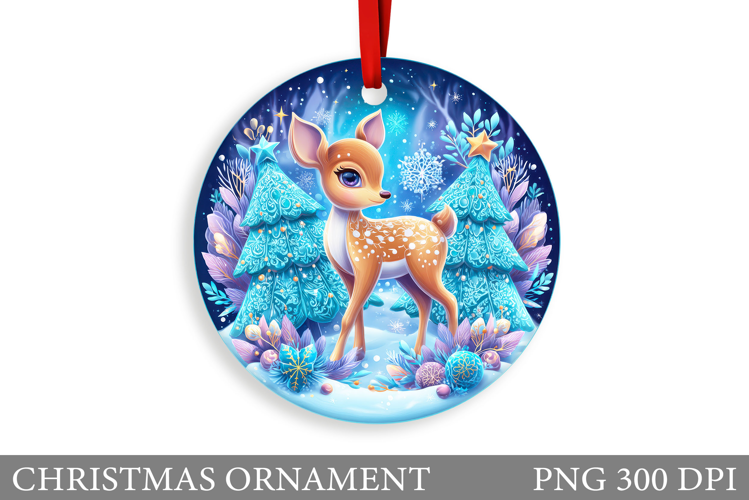 Cute Deer Christmas Ornament. Christmas Ornament Sublimation