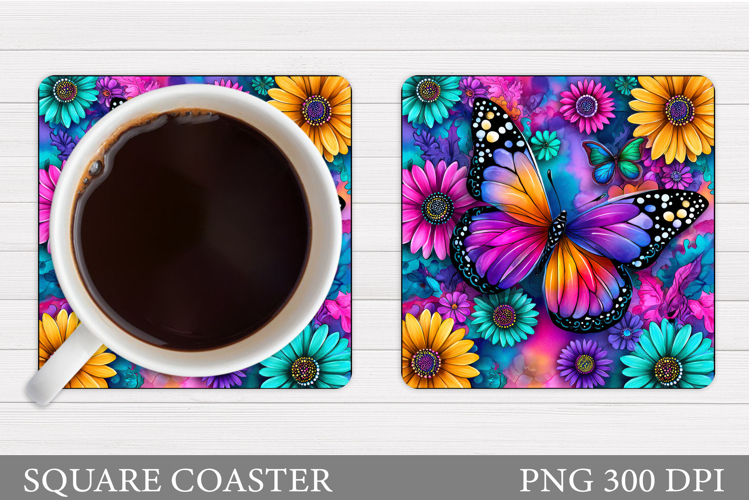 Butterfly Coaster Sublimation. Butterfly Coaster Design