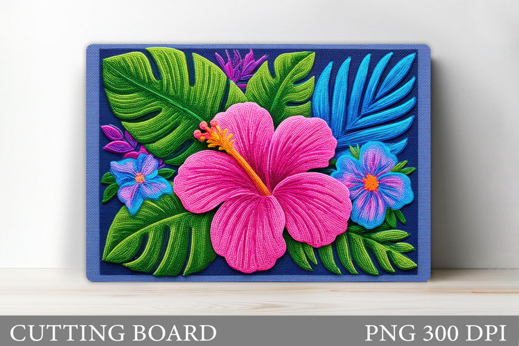 Hibiscus Cutting Board. Flowers Cutting Board Sublimation example image 1