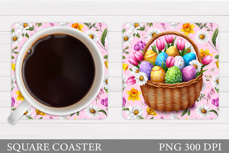 Easter Basket Coaster. Easter Eggs Coaster Design example image 1