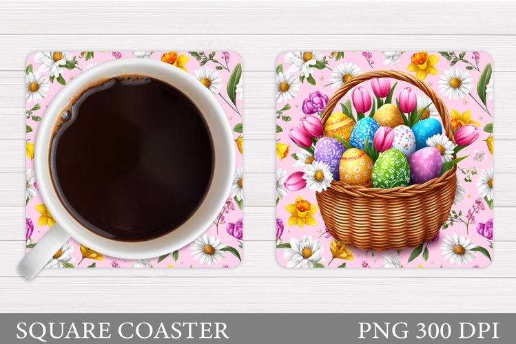 Easter Basket Coaster. Easter Eggs Coaster Design