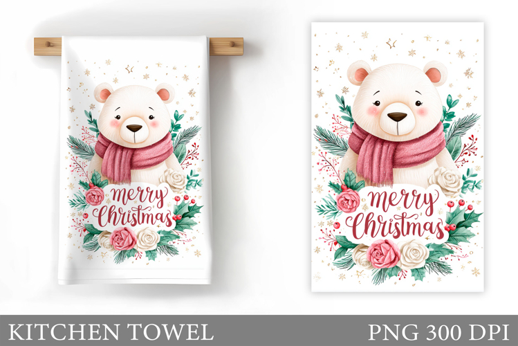 Christmas Bear Kitchen Towel. Christmas Kitchen Towel Design