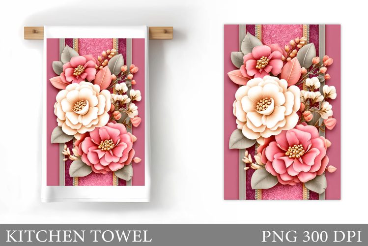 Floral Kitchen Towel Design. Flowers Kitchen Towel