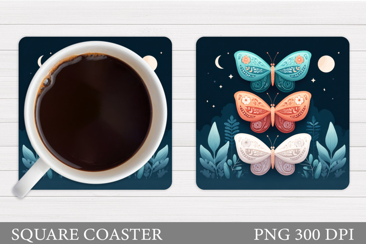 Butterflies Coaster Design. Butterflies Sublimation