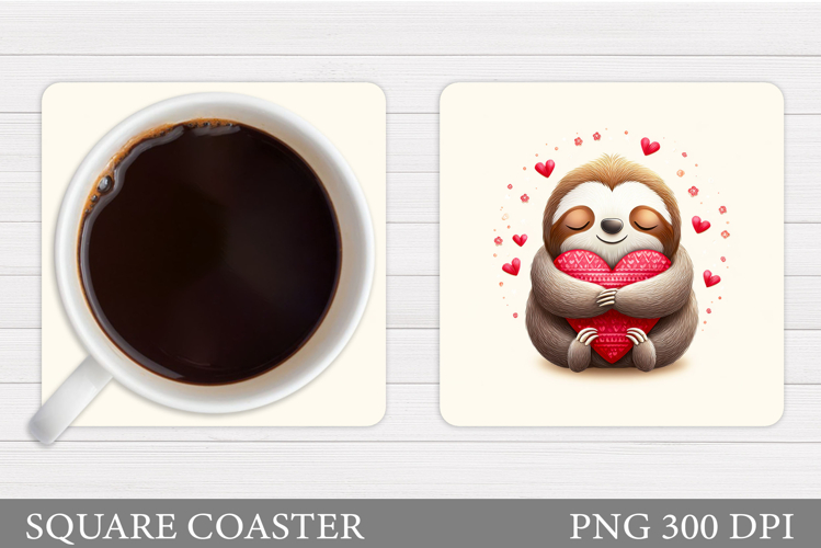 Valentines Sloth Coaster Design. Valentines Sloth Coaster