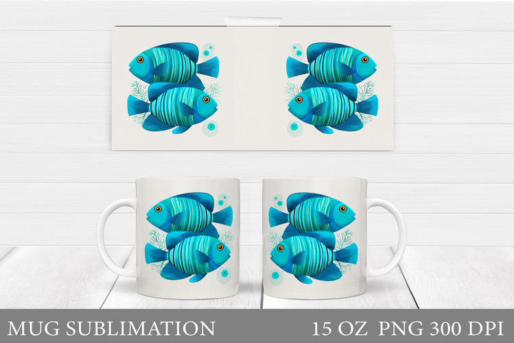 Fish Mug Wrap Design. Fish Mug Sublimation