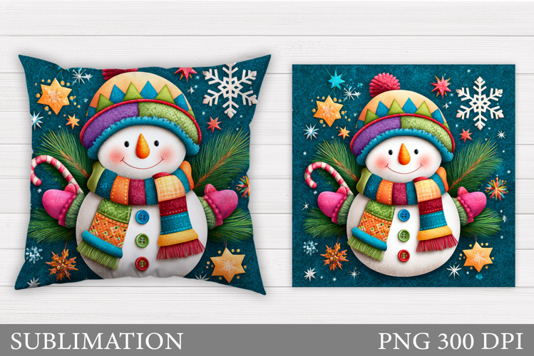 Cute Snowman Pillow Sublimation. Christmas Pillow Design