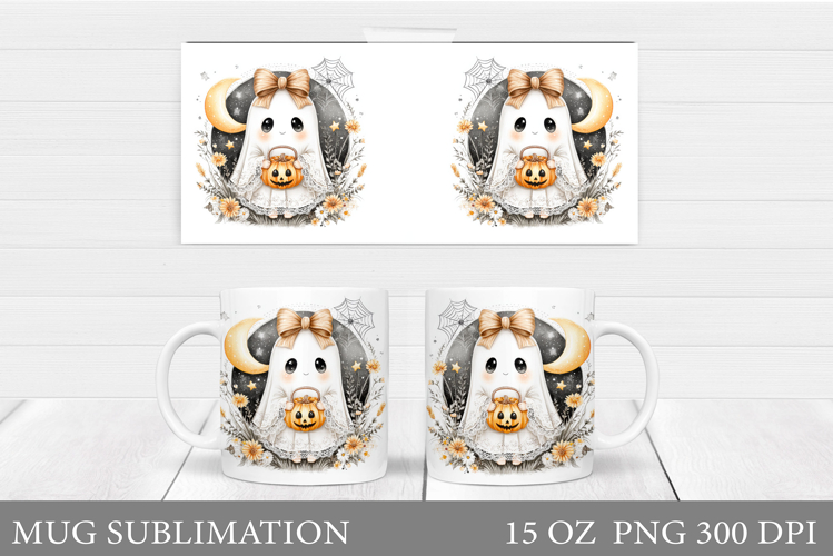 Ghost Mug Sublimation. Halloween Mug Design