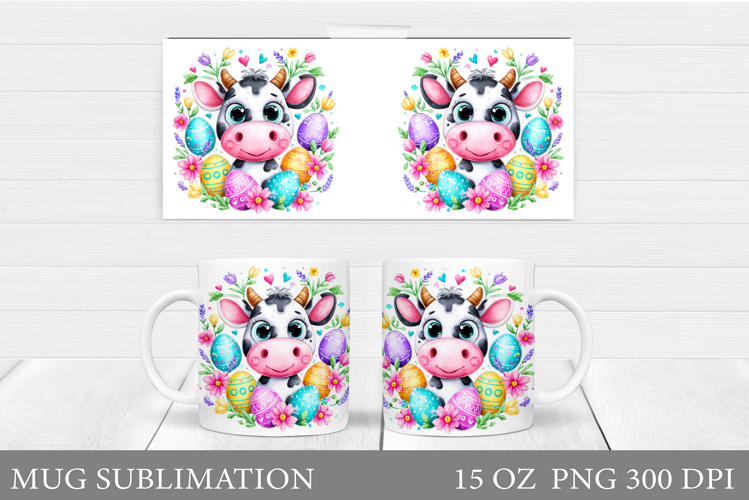 Easter Cow Mug Sublimation. Easter Mug Design