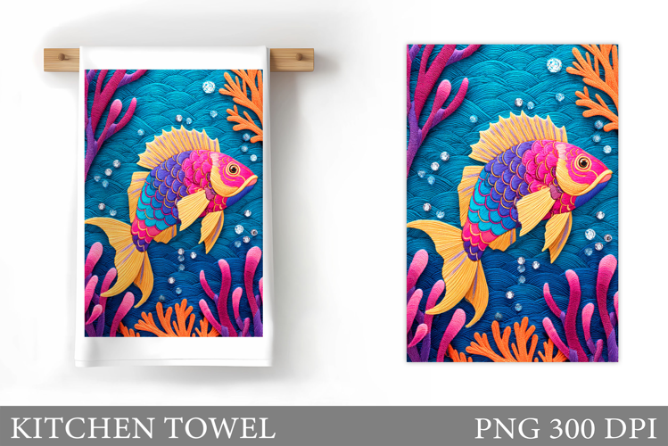 Fish Kitchen Towel Sublimation. Fish Sublimation