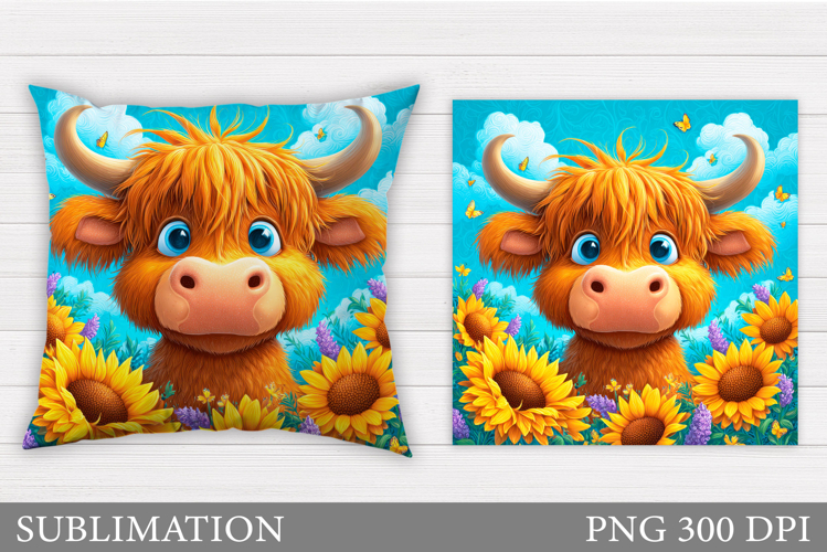 Cute Cow Pillow Design. Cow Flowers Pillow Sublimation