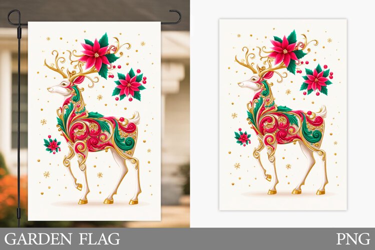 Christmas Deer Garden Flag. Christmas Garden Flag Design example image 1
