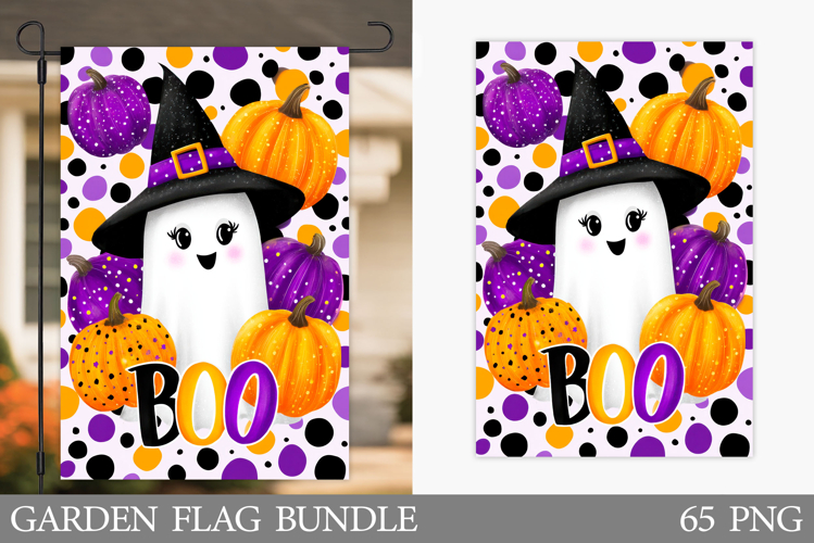 Cute Ghost Garden Flag. Cute Halloween Garden Flag Design