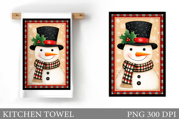 Snowman Kitchen Towel Design. Christmas Kitchen Towel