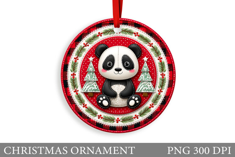 Cute Panda Christmas Ornament. Christmas Panda Sublimation example image 1