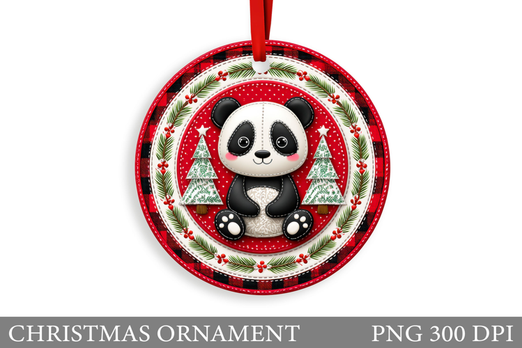 Cute Panda Christmas Ornament. Christmas Panda Sublimation
