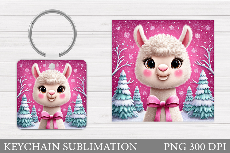 Christmas Lama Keychain. Cute Lama Keychain Design