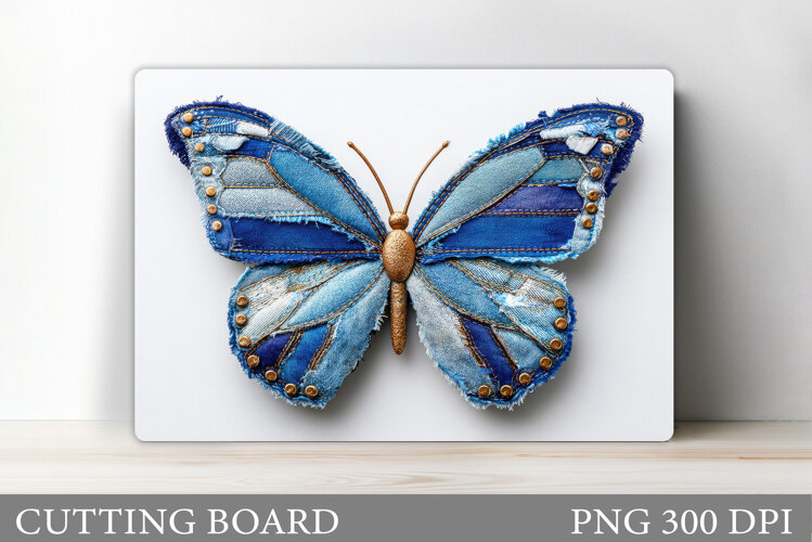Denim Butterfly Cutting Board. Butterfly Sublimation example image 1