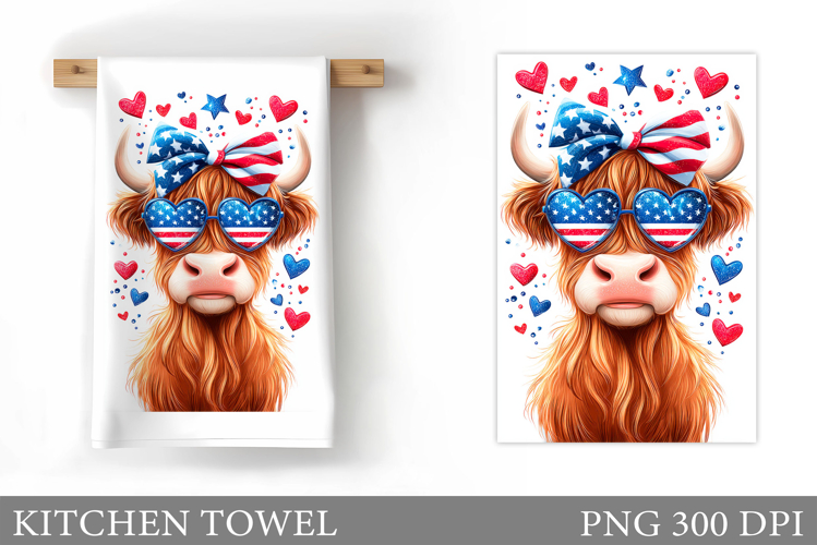 Patriotic Cow Kitchen Towel. Patriotic Kitchen Towel Design example image 1